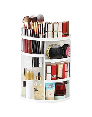 Rotating makeup storage rack